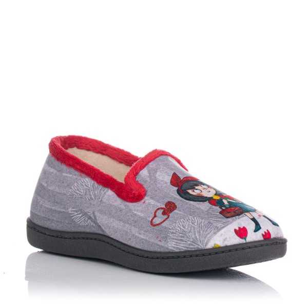 Zapatilla Cerrada PLUMAflex Chica Cap - Caperucita, Mujer, Lona, Suela De Caucho, Sin Cordones, Plano