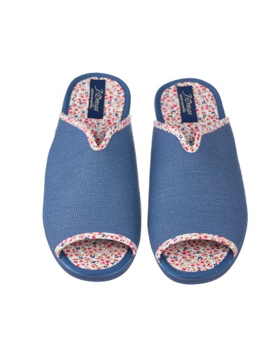 Zapatillas de estar en casa abiertas para mujer fabricadas en tejidos de verano de 1ª calidad Cuna de goma antideslizantes Pl