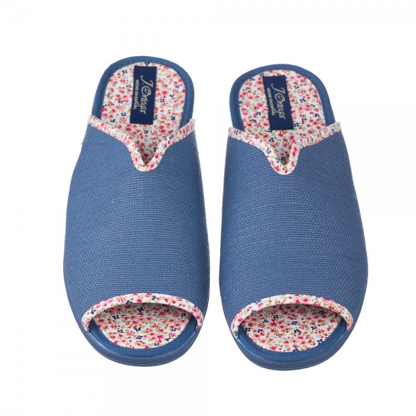 Zapatillas de estar en casa abiertas para mujer fabricadas en tejidos de verano de 1ª calidad Cuna de goma antideslizantes Pl
