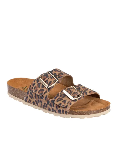 Autenti 747-LEOPARDO Sandalia bio 2 hebillas plana