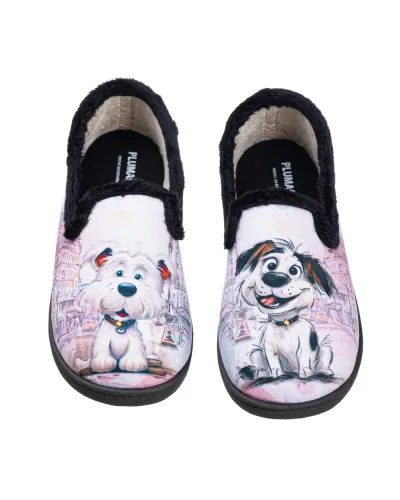 Pluma Flex 12215 zapatillas casa cómodas perritos mujer